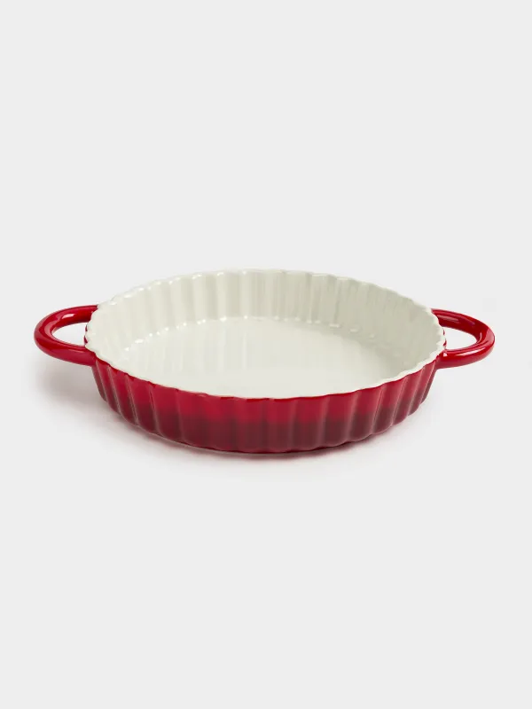 Baking dish, 28 cm, ceramic, round, burgundy, Gradient, Cakes gradient, image-4