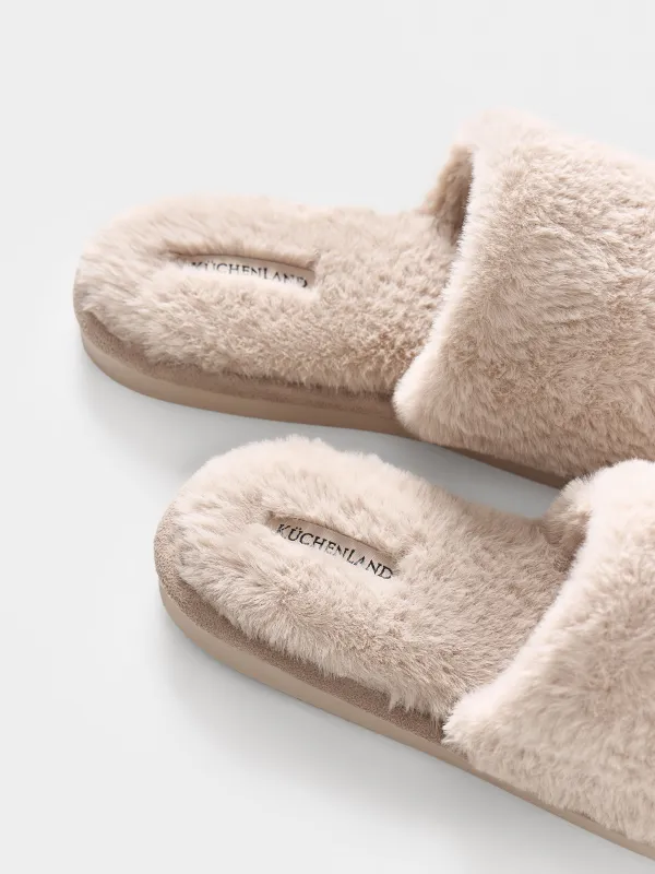 Women's slippers, homewear, size 36-37, faux fur, beige, Bushy, image-2