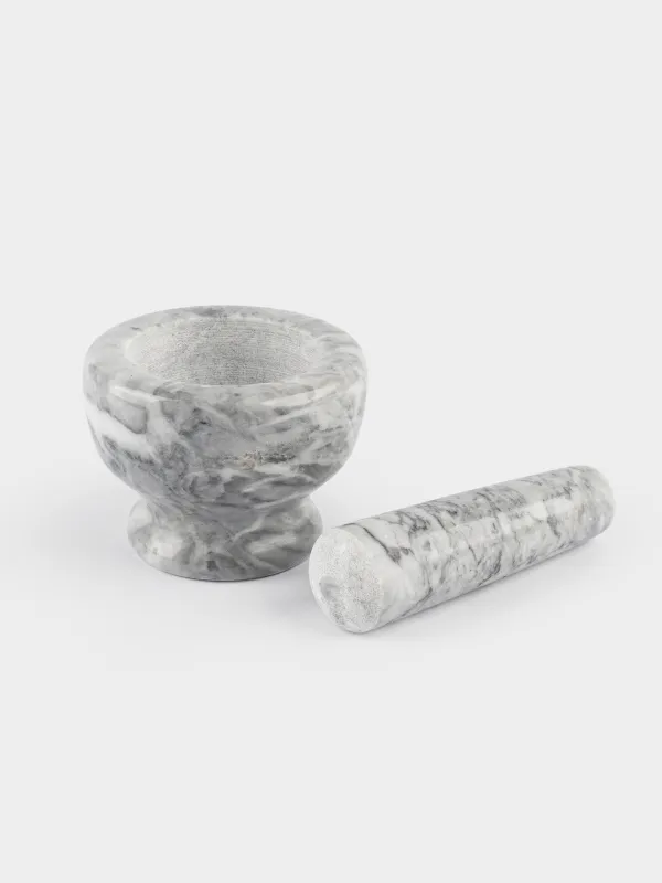 Spice mortar, 8 cm, with pestle, Marble, Grey, Marble, image-1