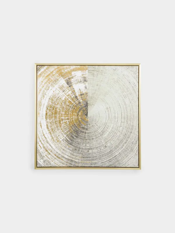 Framed painting, 80x80 cm, canvas / foil, golden beige, Circle, Abstract, image-0