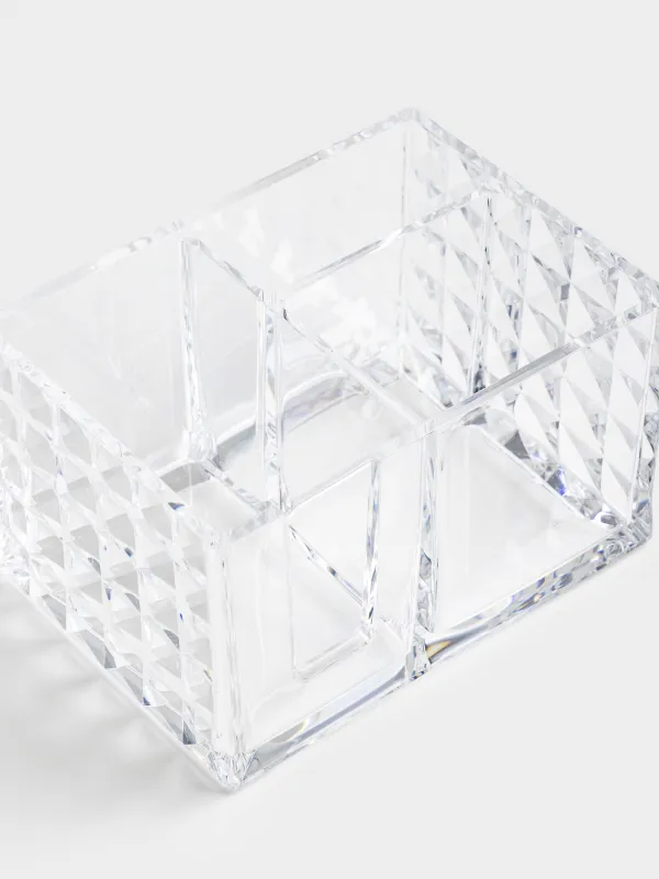 Container for cotton pads/swabs, 14x10 cm, 3 compartments, with lid, plastic, Kandy, image-4
