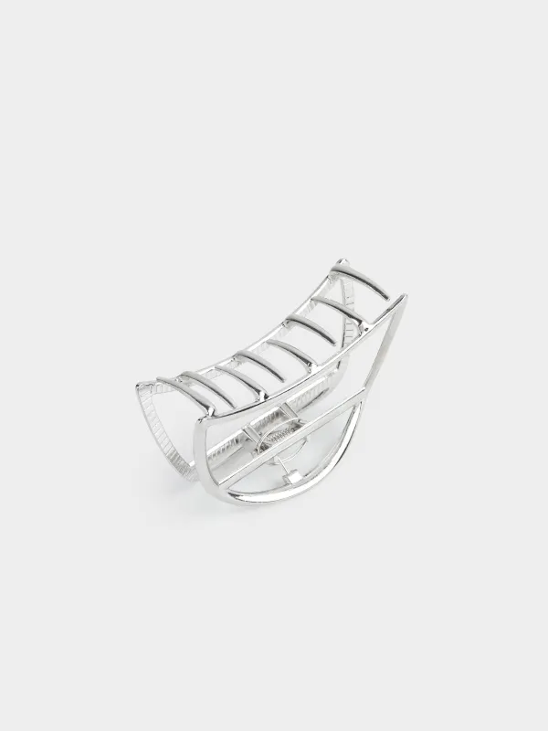 Hair clip, 7 cm, metal, silver, Crab, Fantastic, image-2