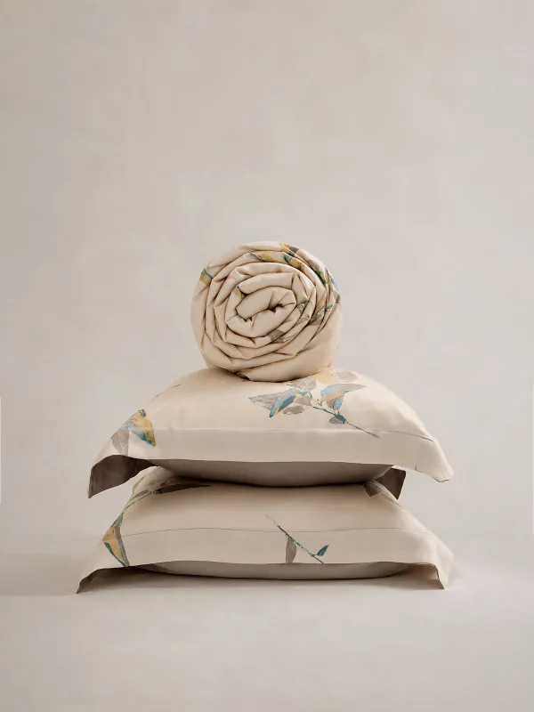 Bed linen set euro, Tencel 300 TC, beige, Leaves, Tencel, image-4