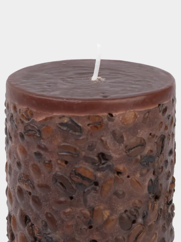 Candle, 8x10 cm, cylindrical, brown, Coffee, Coffee candle, image-1