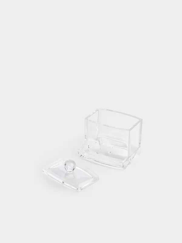 Cotton swab container, 9x10 cm, with lid, plastic, Basic, image-3