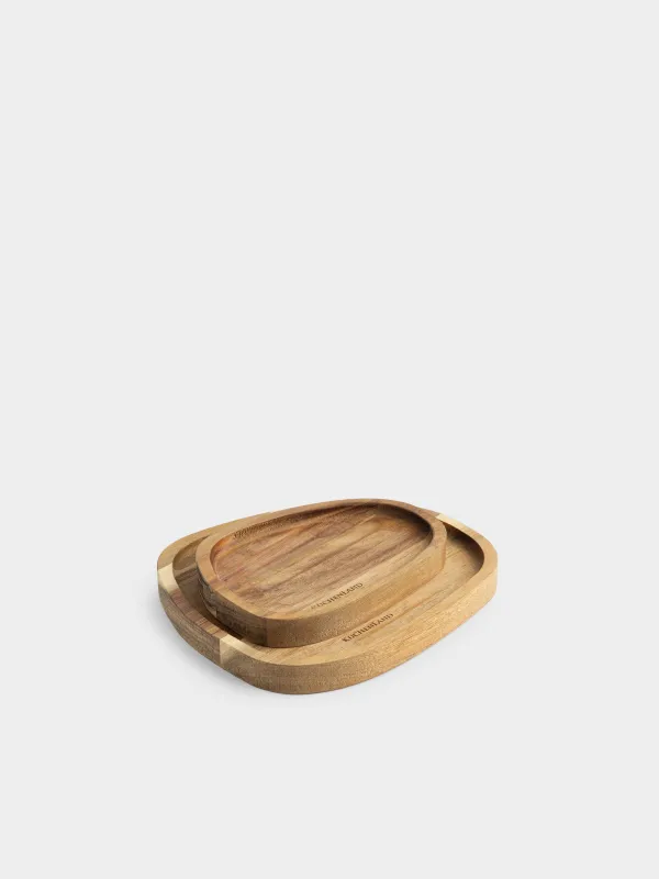 Set of dishes, 16x12 / 20x18 cm, 2 pcs, wood, oval, Noble tree, image-0