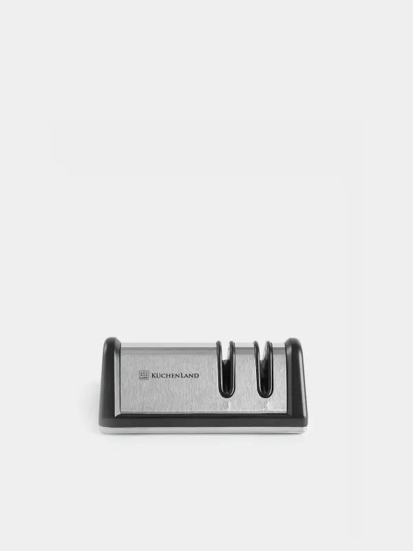 Knife Sharpener, 10 cm, 2-Stage sharpening, black, rhombus shaped, Accessories, image-0