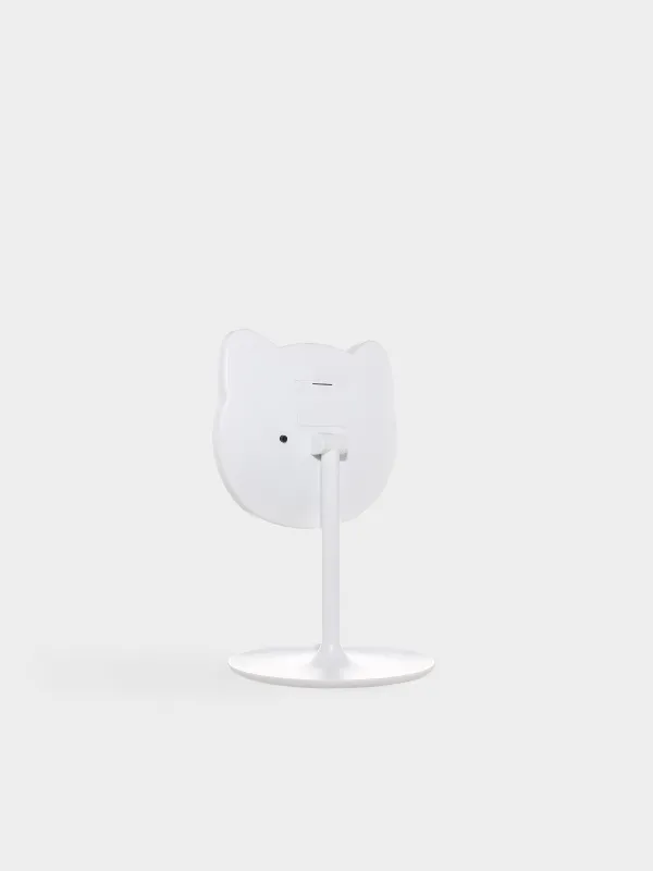 Table mirror, 29x19/13x16 cm, illuminated, on a stand, plastic, white, Cat, Cat, image-1