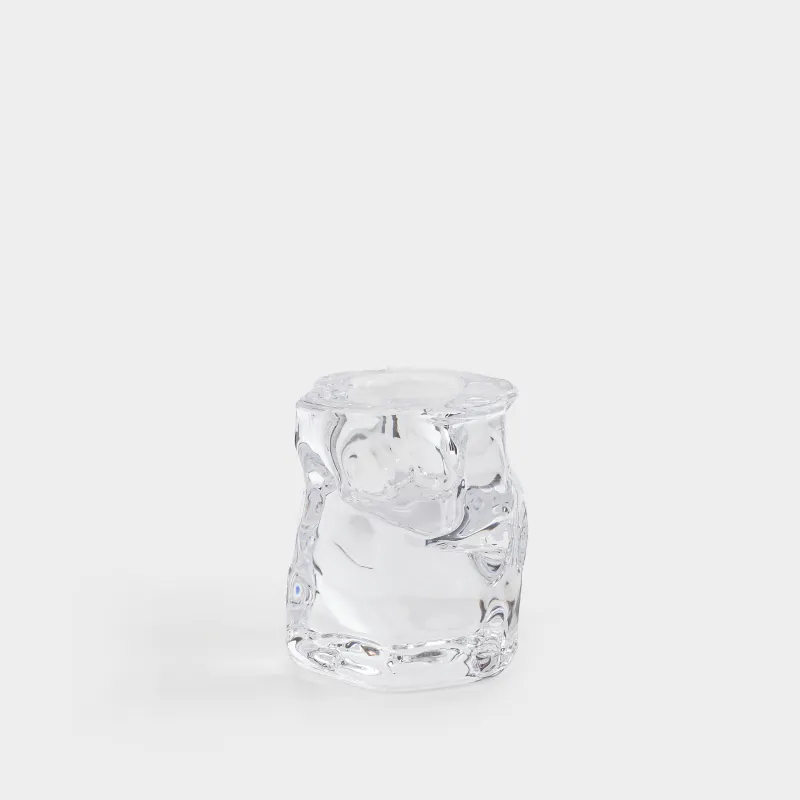 Candlestick, 6 cm, for a thin candle, glass, Concave