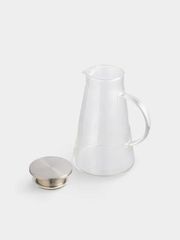 Jug, 1,7 l, with filter cover, glass B / steel, Clear, image-2