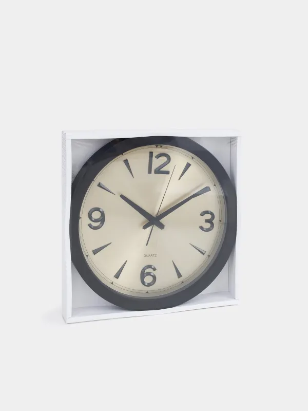 Wall clock, 40 cm, plastic/ glass, round, golden black, Dial, image-5