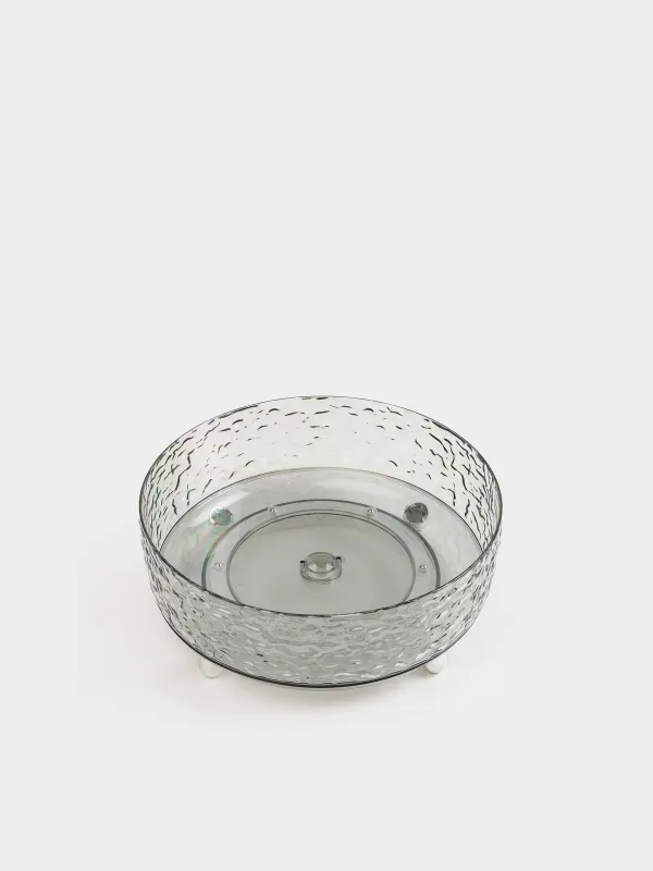 Organizer for cosmetics, 23x9 cm, on legs, rotating, plastic, gray, Renaissance clear, image-1