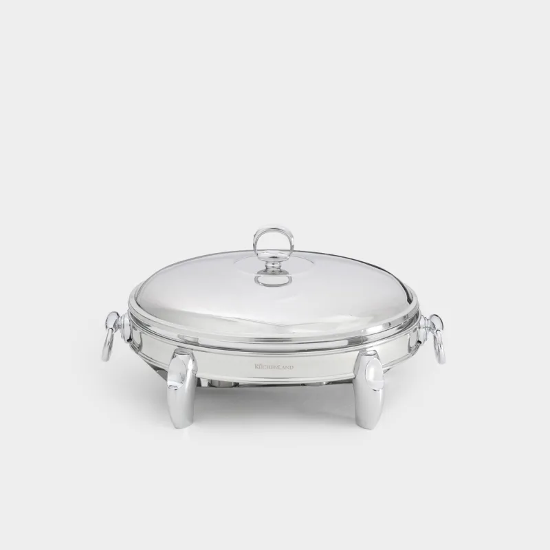 Heated dish, 42x25 cm, glass T / steel, oval, Acero