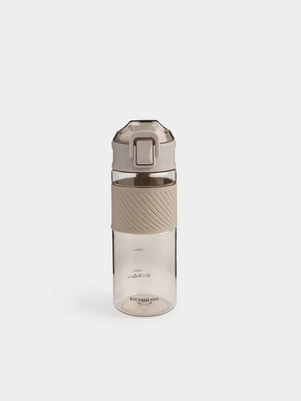 Water bottle, 600 ml, plastic / silicone, Beige, Sport, image-0