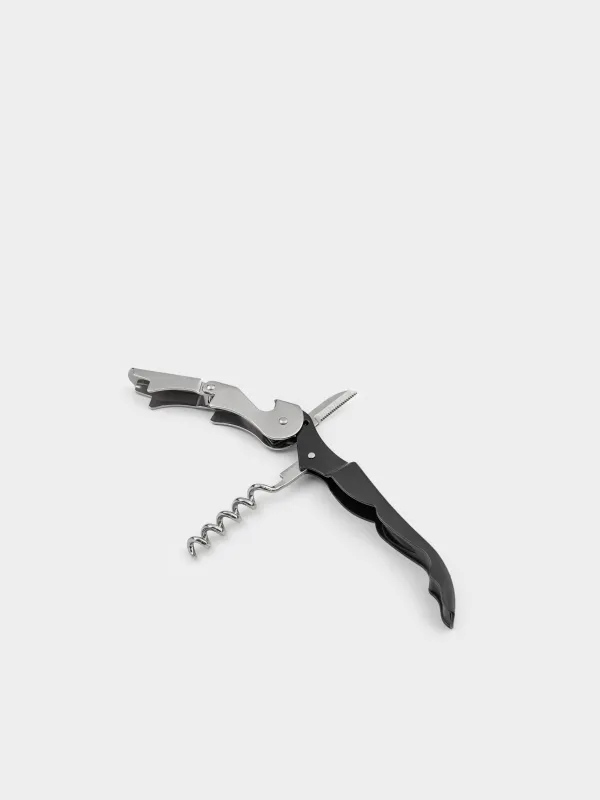 Waiter's knife, 12 cm, steel / plastic, black, Bar, image-4