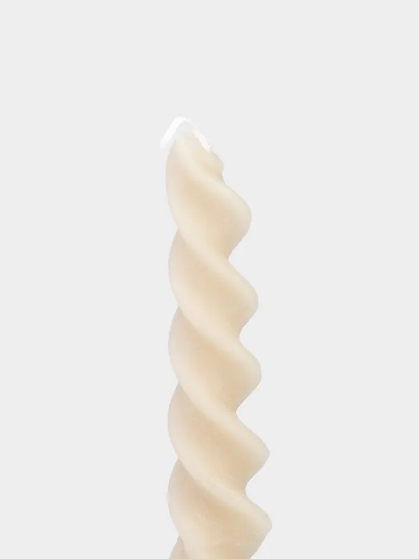 Candle, 20 cm, thin, beige, Spiral, Spiral shape, image-1