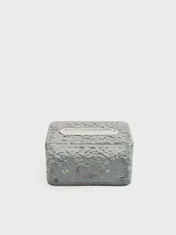 Paper napkin box, 19x12 cm, with sitemsing, plastic / metal, grey, Renaissance clear, image-0