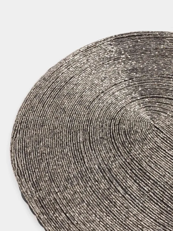 Napkin for appliances, 31x41 cm, beads, oval, dark gray, Shiny beads, image-2
