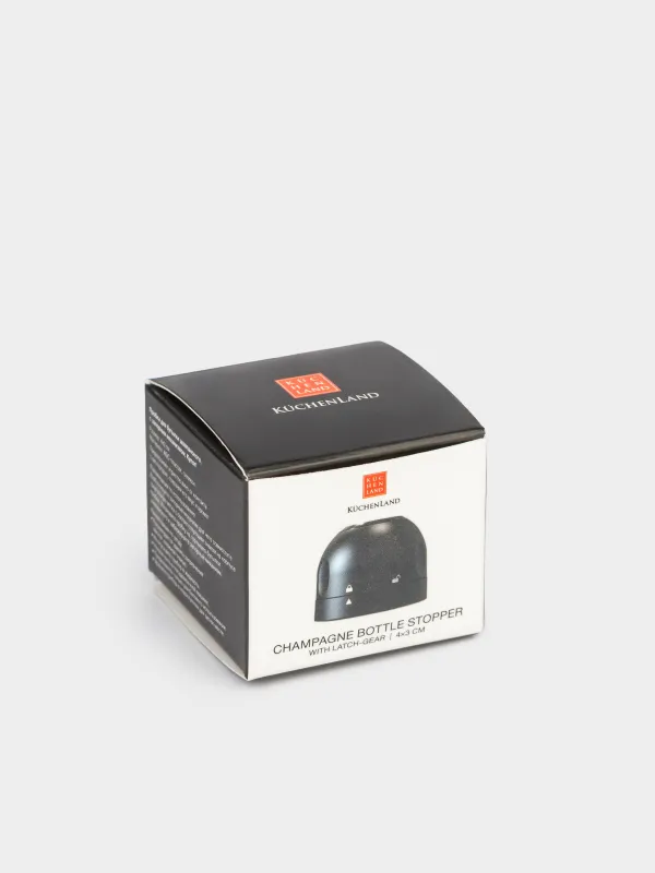 Bottle stopper, 4 cm, with locking mechanism, plastic, black, Dome, Bar, image-5
