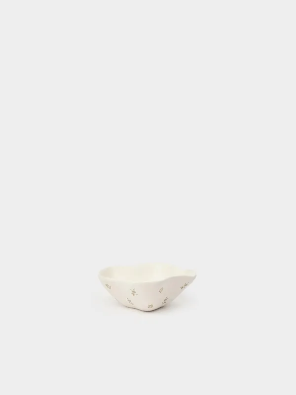 Bowl, 13x5 cm, ceramic, milky, Vintage flowers, La flore, image-0