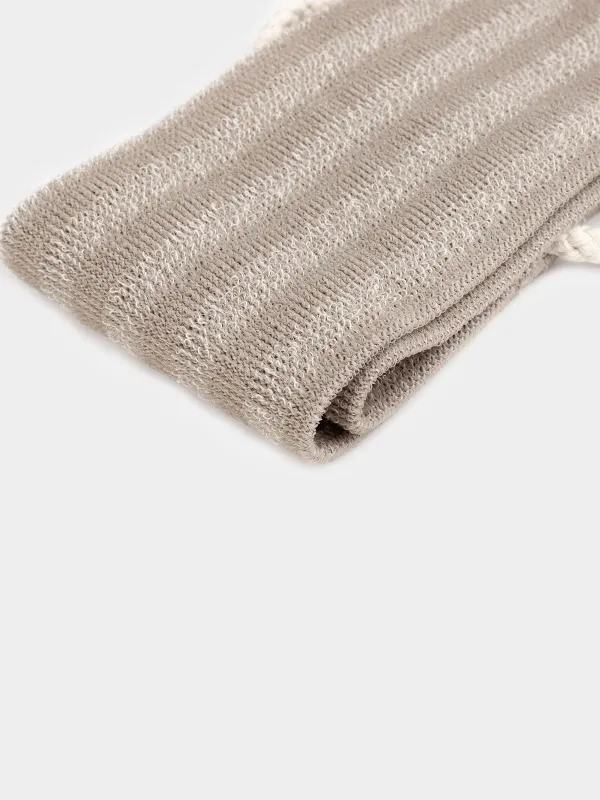 Washcloth-tape for washing the body, 70x10 cm, exfoliating, with handles, polyethylene, beige, Showy, image-3