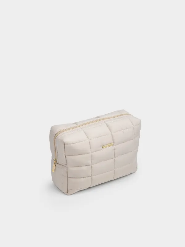 Makeup bag, 18x26 cm, quilted, polyester, beige, One stitch, image-5