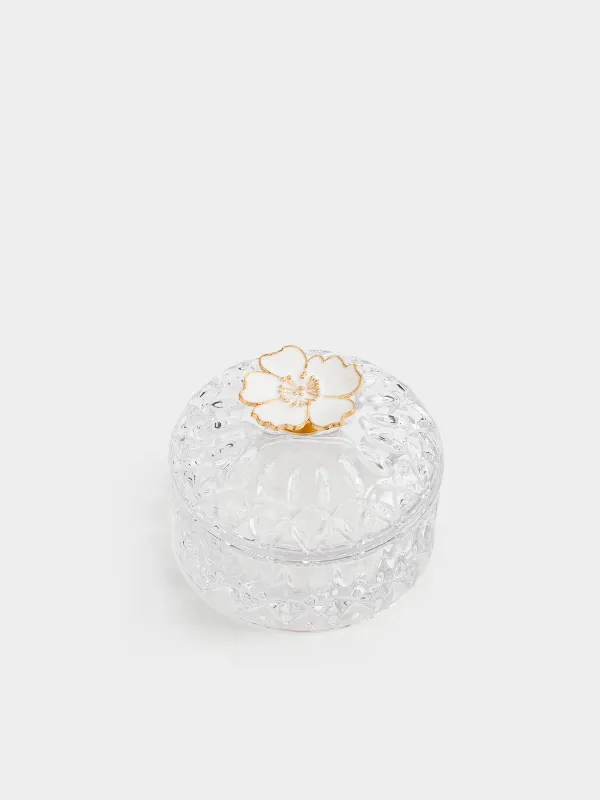 Storage container, 10x8 cm, ml, glass R / metal, Flower, Naiad, image-1