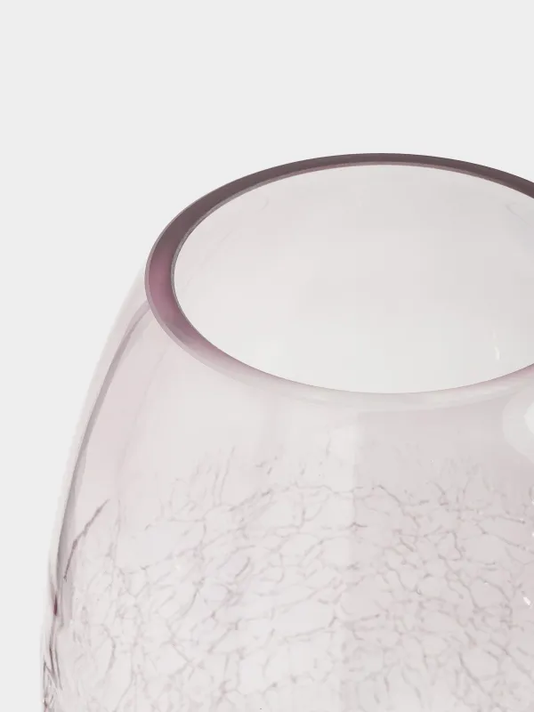 Flower vase, 25 cm, glass, purple, Craquelure, Ice, image-2