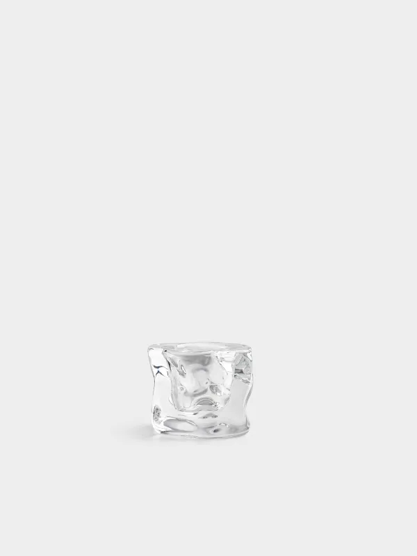 Candle holder, 4 cm, for a thin candle, glass, Concave, image-0