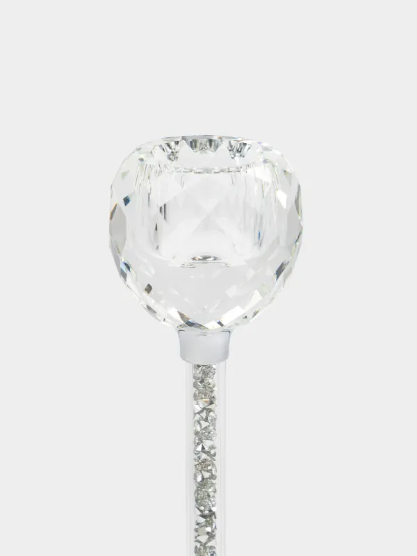 Candlestick, 21 cm, for a thin candle, on a leg, glass / rhinestones, Diamond, image-2