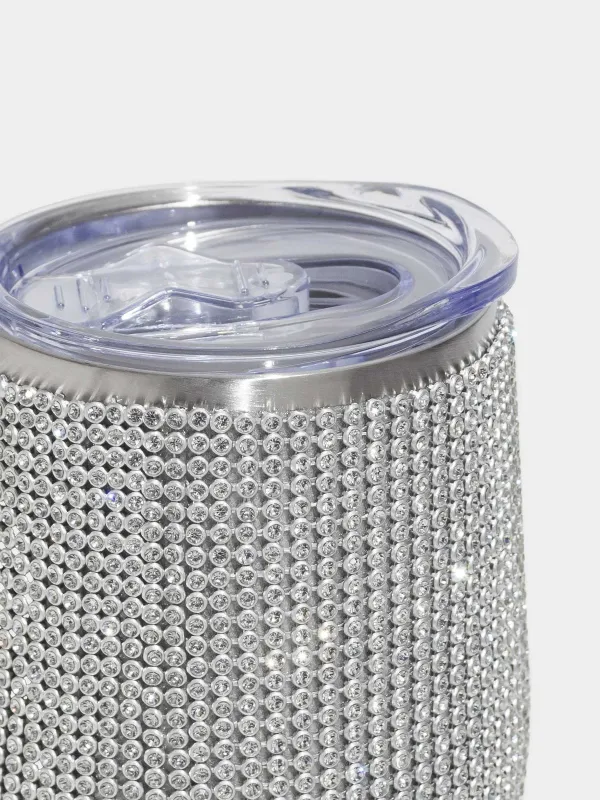 Thermo mug, 350 ml, steel / rhinestones, gold, Crystal decor, image-3