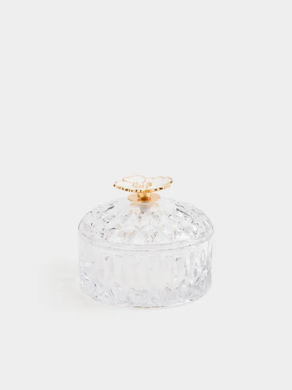Storage container, 10x8 cm, ml, glass R / metal, Flower, Naiad, image-0