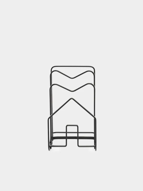 Stand organizer for cutting boards and lids, 21x12 cm, 3 otd, metal, black, House, Twist black, image-0