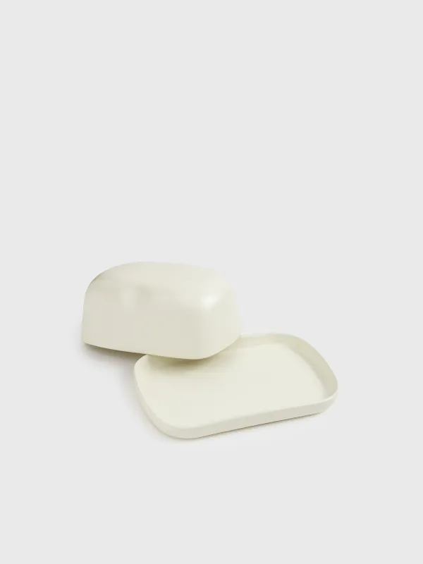 Butter dish, 18 cm, ceramic, rectangular, beige, Laneri, image-1