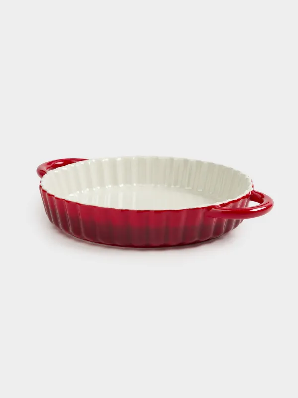 Baking dish, 28 cm, ceramic, round, burgundy, Gradient, Cakes gradient, image-1