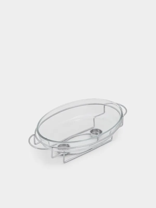 Chafing dish, 35x24 cm, glass T / metal, Oval, Classic, image-3