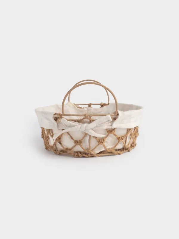 Bread basket, 22 cm, polyester/metal/jute, round, beige, Jute, image-3