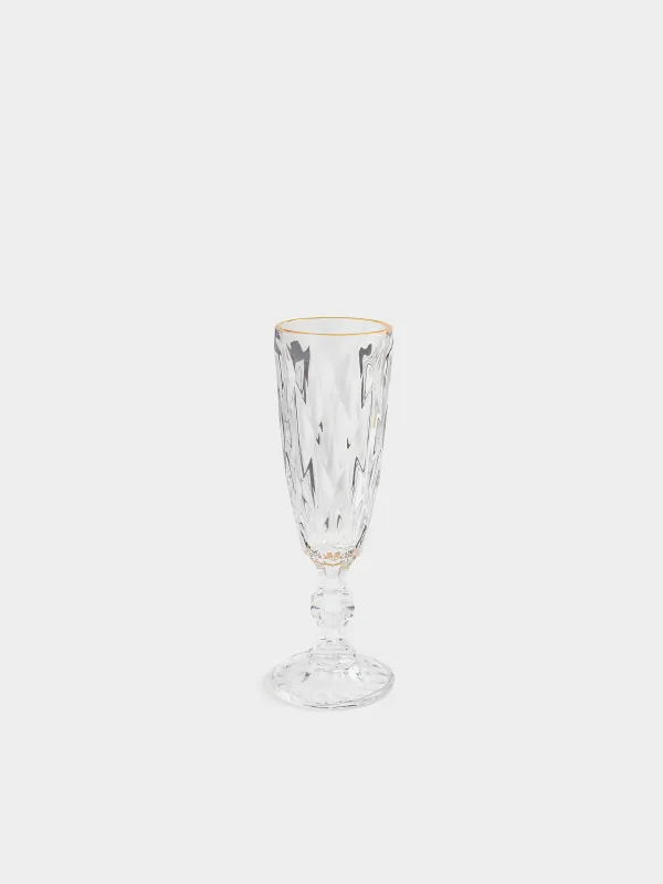 Drinking goblet glass, 170 ml, glass R, with golden edging, Rhomb gold, image-0