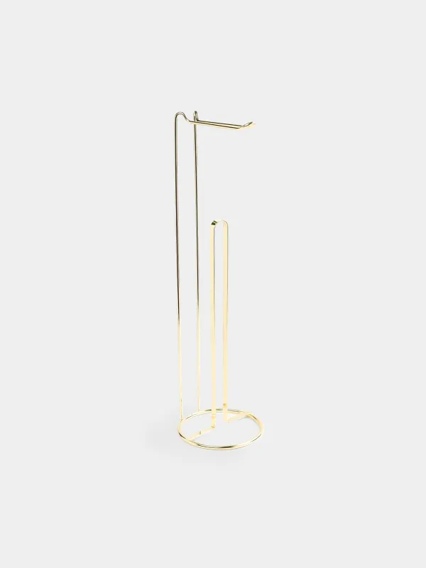 Toilet paper holder, 54 cm, floor-standing, metal, gold, Teca, image-0