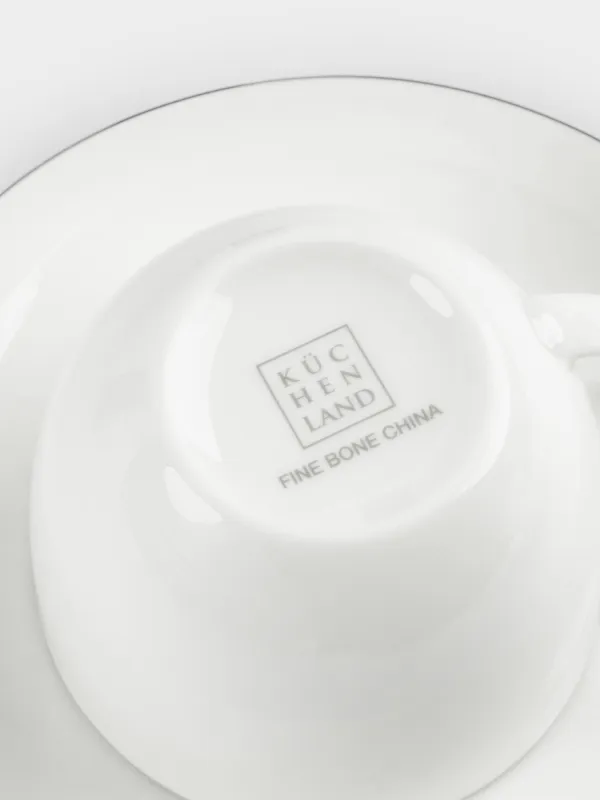Tea pair, 2 persons, 4 items, 250 ml, porcelain F, white, Ideal silver, image-3