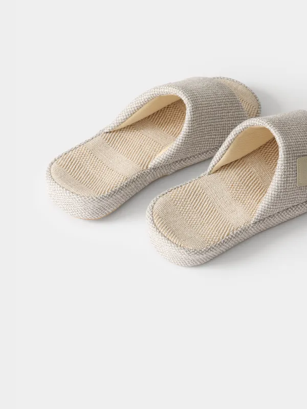 Women's slippers, homewear, size 36-37, polyester, light gray, Serious, image-5