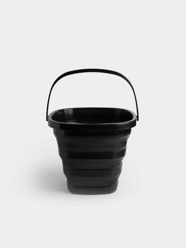 Folding bucket, 10 l, plastic/rubber, square, black, Foldaway black, image-0