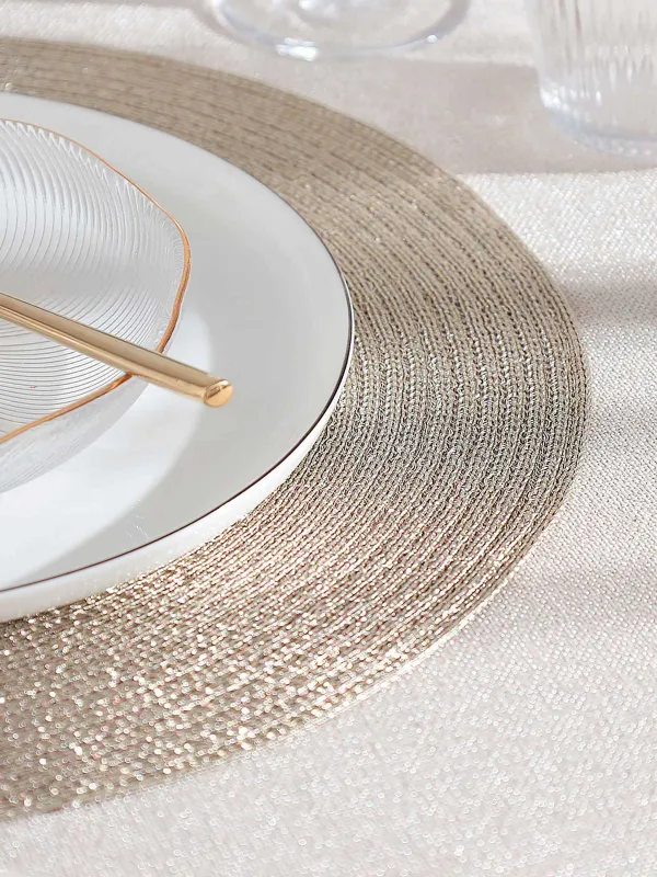 Napkin for appliances, 38 cm, polyester, round, champagne, Rotary shine, image-3