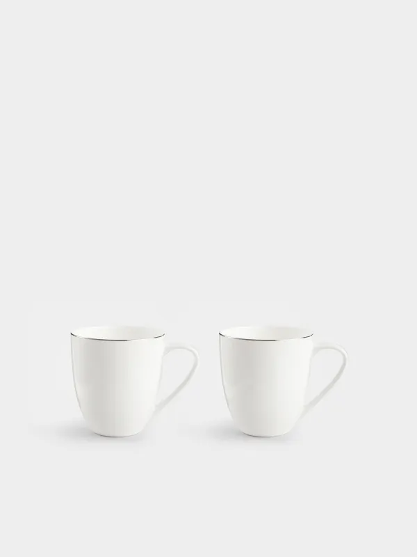 Mug, 450 ml, 2 pcs, porcelain F, white, Ideal silver, image-1