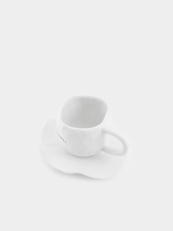 Tea pair, 1 person, 2 items, 450 ml, ceramic, white, Pause, Crumple font                  , image-1