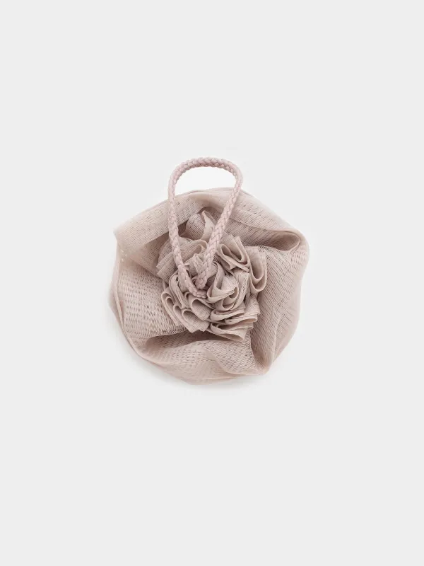Body washcloth, 13 cm, polyethylene, beige, Bow, Showy, image-1