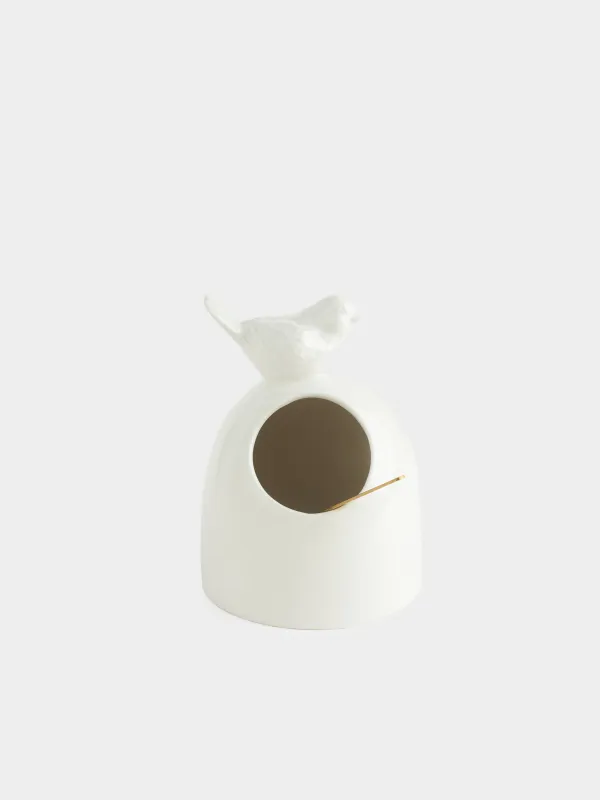 Sugar bowl, 15 cm, 350 ml, with spoon, ceramic / steel, dairy, Bird, Paradise garden, image-0