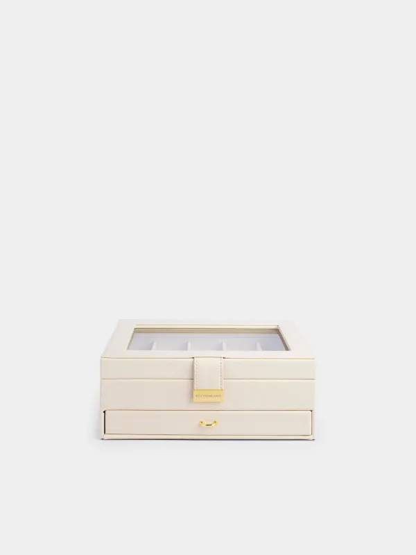 Jewelry box, 26x18 cm, wood/PU leather, ecru, Premiere, image-1