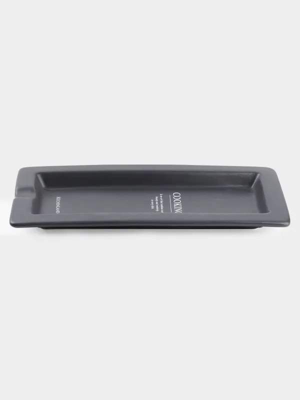 Spoon stand, 24x11, ceramic, rectangular, black, Course, image-1