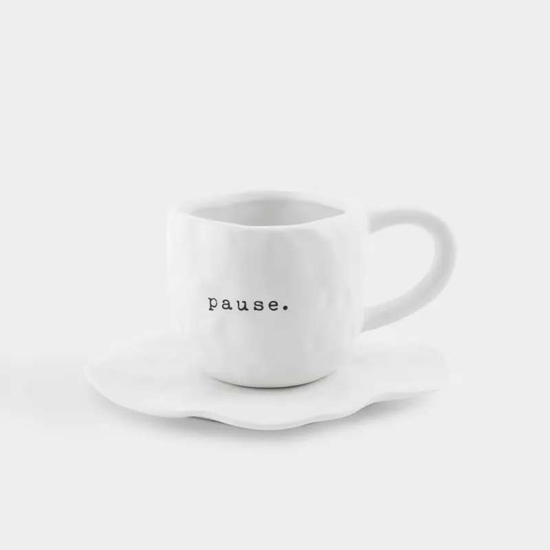 Tea pair, 1 person, 2 items, 450 ml, ceramic, white, Pause, Crumple font                  